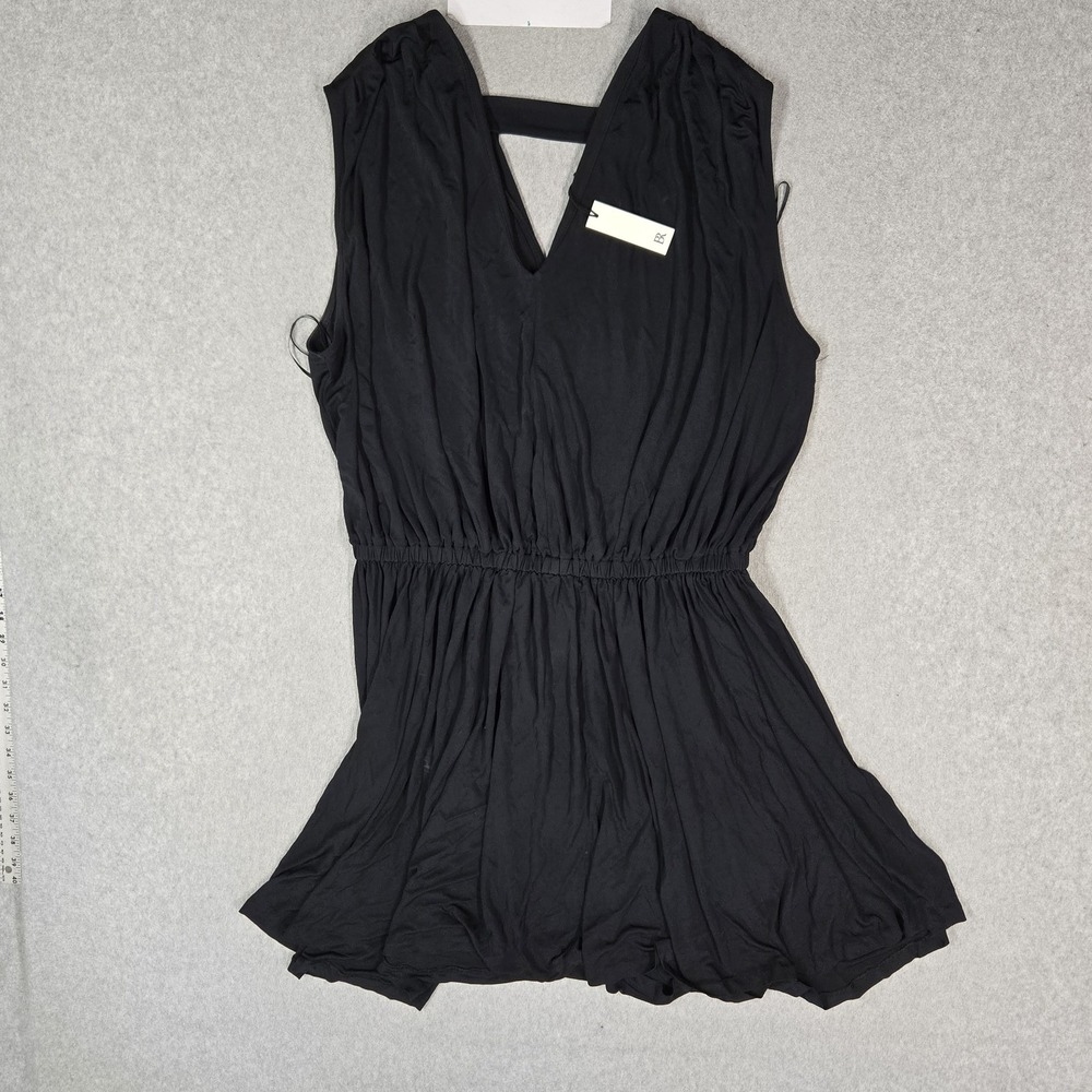 Banana Republic Women Dress XL Black Knee Length Blouson Keyhole V Neck NWT